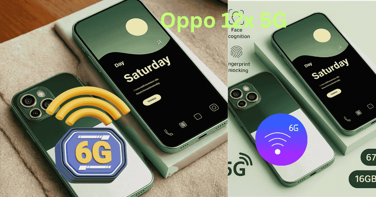 Oppo 12x 5G smartphone showing the back with dual camera setup and durable design